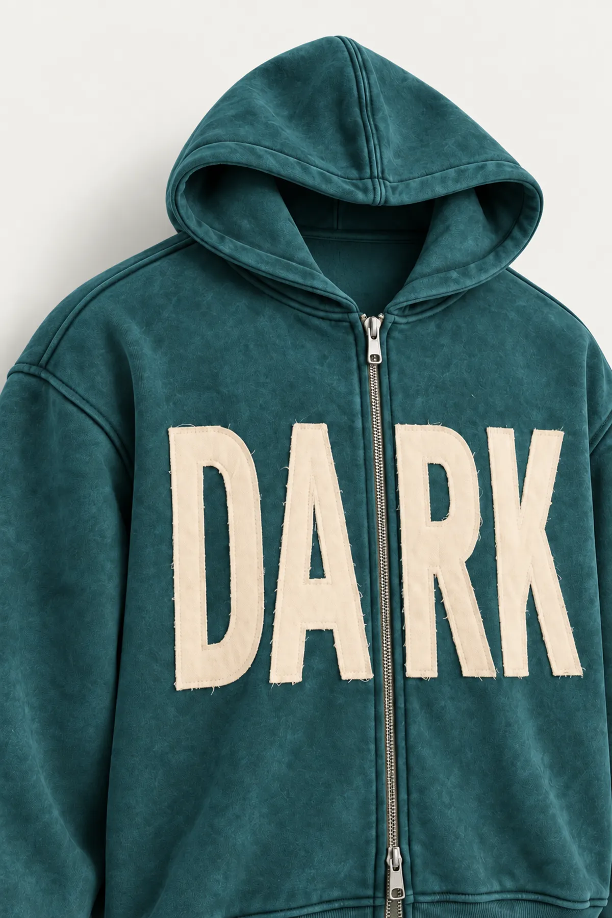 Dark - Yeşil - Kapüşonlu Çift Fermuarlı - Pamuklu Erkek Sweatshirt