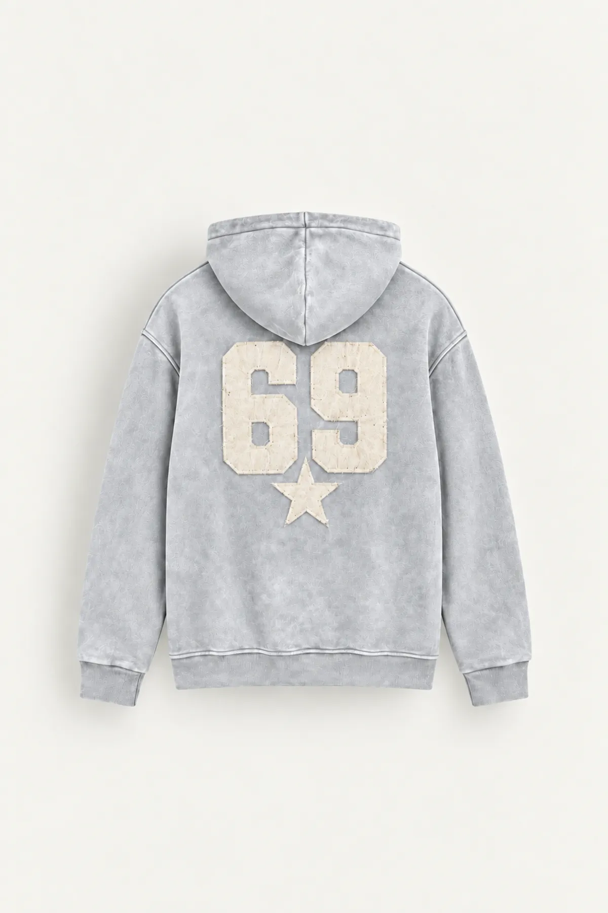 Six Nine - Açık Gri - Kapüşonlu Çift Fermuarlı - Pamuklu Erkek Sweatshirt