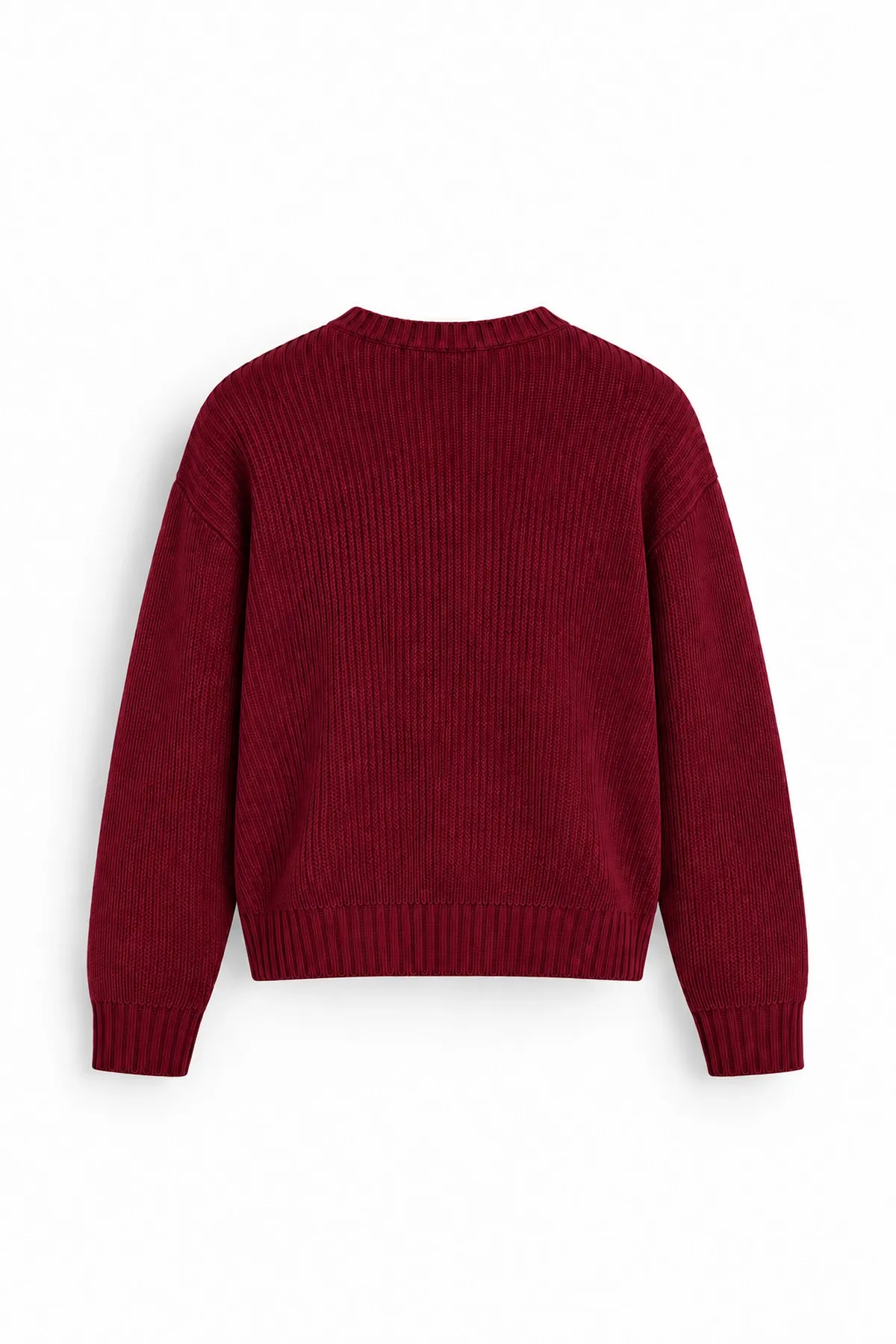 Vincent - Bordo - Boxy Fit Bisiklet Yaka - Erkek Kazak