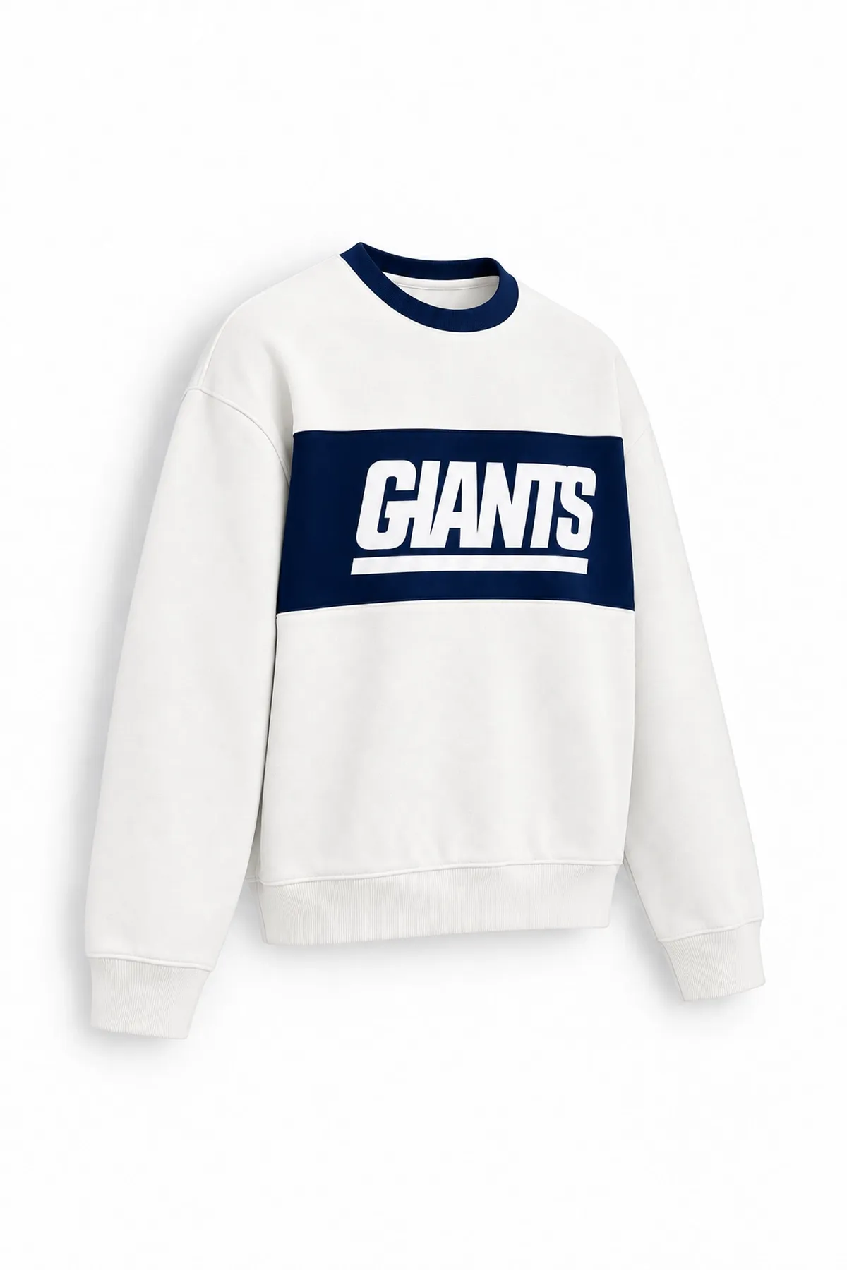 Giants - Beyaz - Boxy Fit Bisiklet Yaka - Pamuklu Erkek Sweatshirt