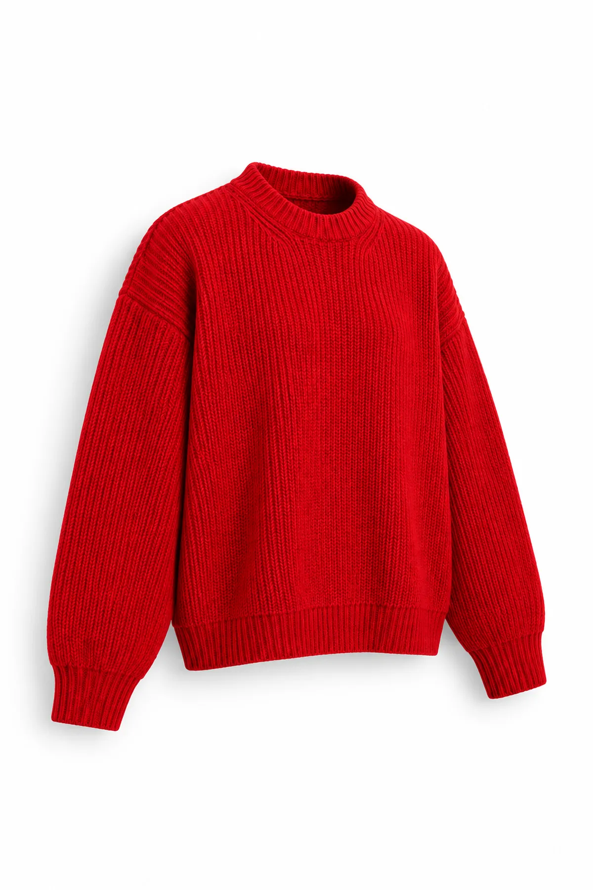 Lars - Kırmızı - Bisiklet Yaka - Oversize Fit - Pamuklu Erkek Kazak