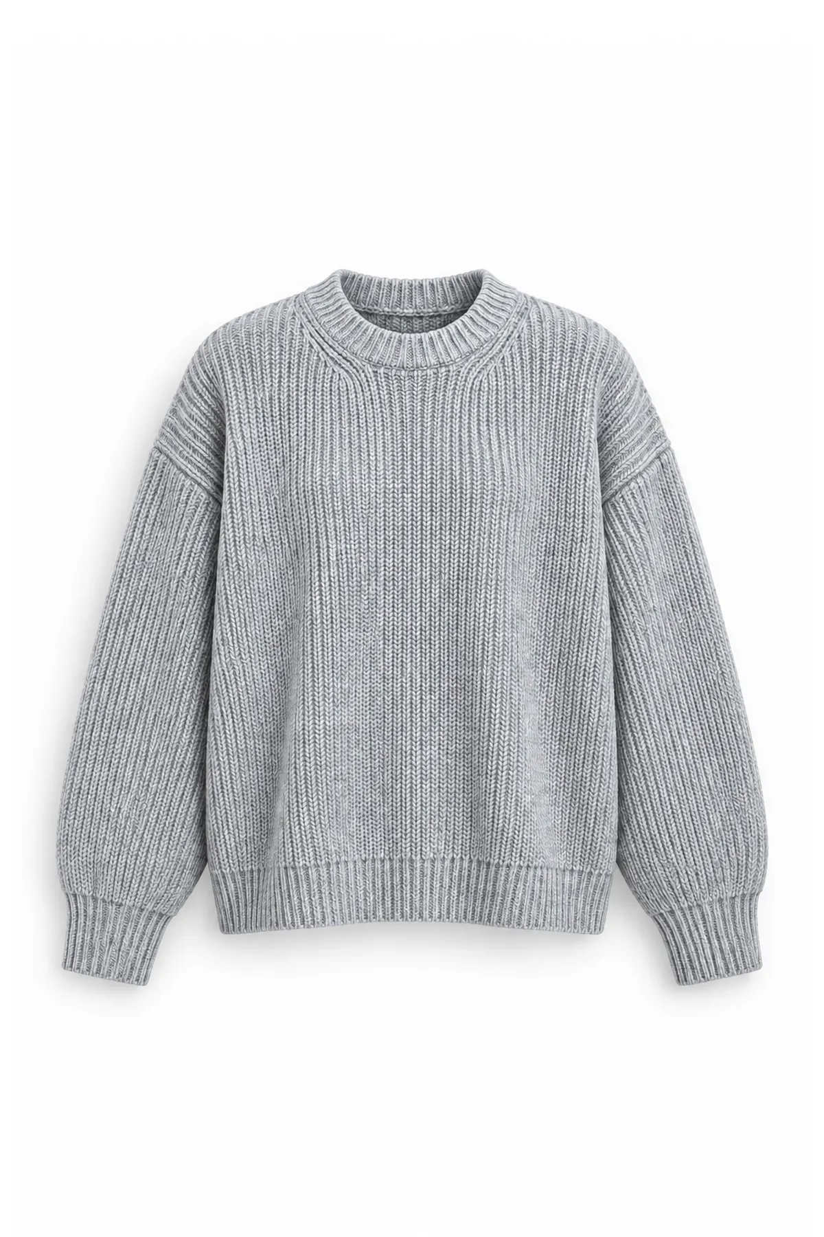 Lars - Gri - Bisiklet Yaka - Oversize Fit - Pamuklu Erkek Kazak