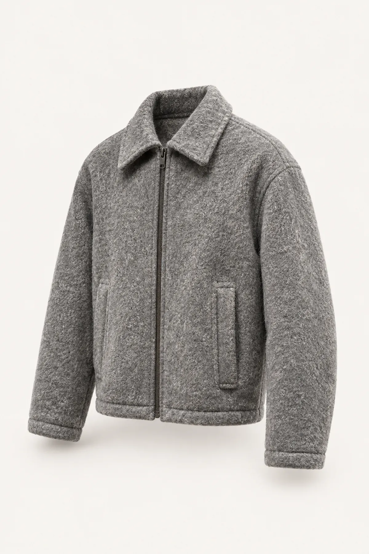 Kelly - Gri - Kaşe Crop - Erkek Ceket
