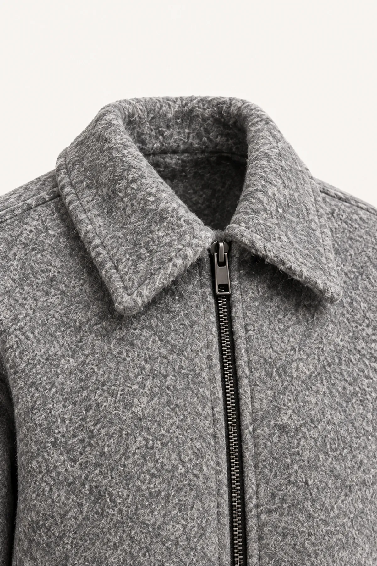Kelly - Gri - Kaşe Crop - Erkek Ceket