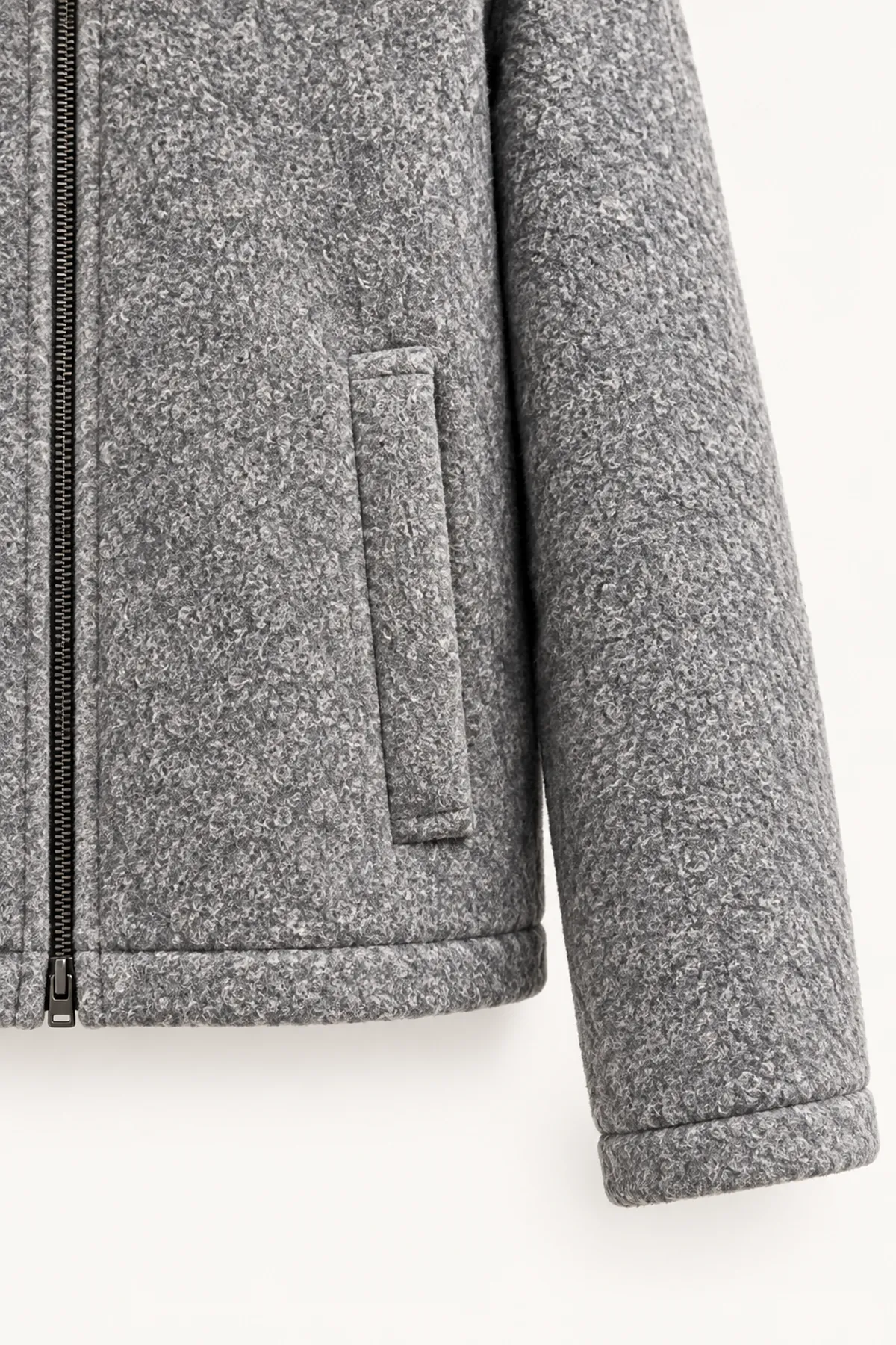 Kelly - Gri - Kaşe Crop - Erkek Ceket
