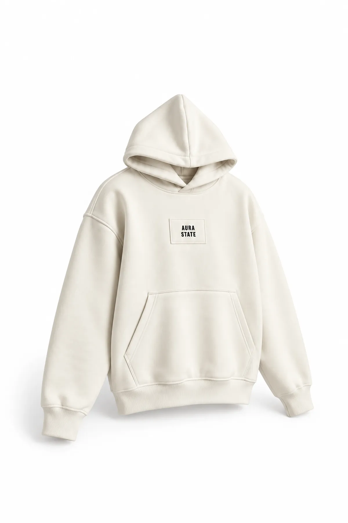 Aura State - Beyaz - Kapüşonlu - Erkek Sweatshirt
