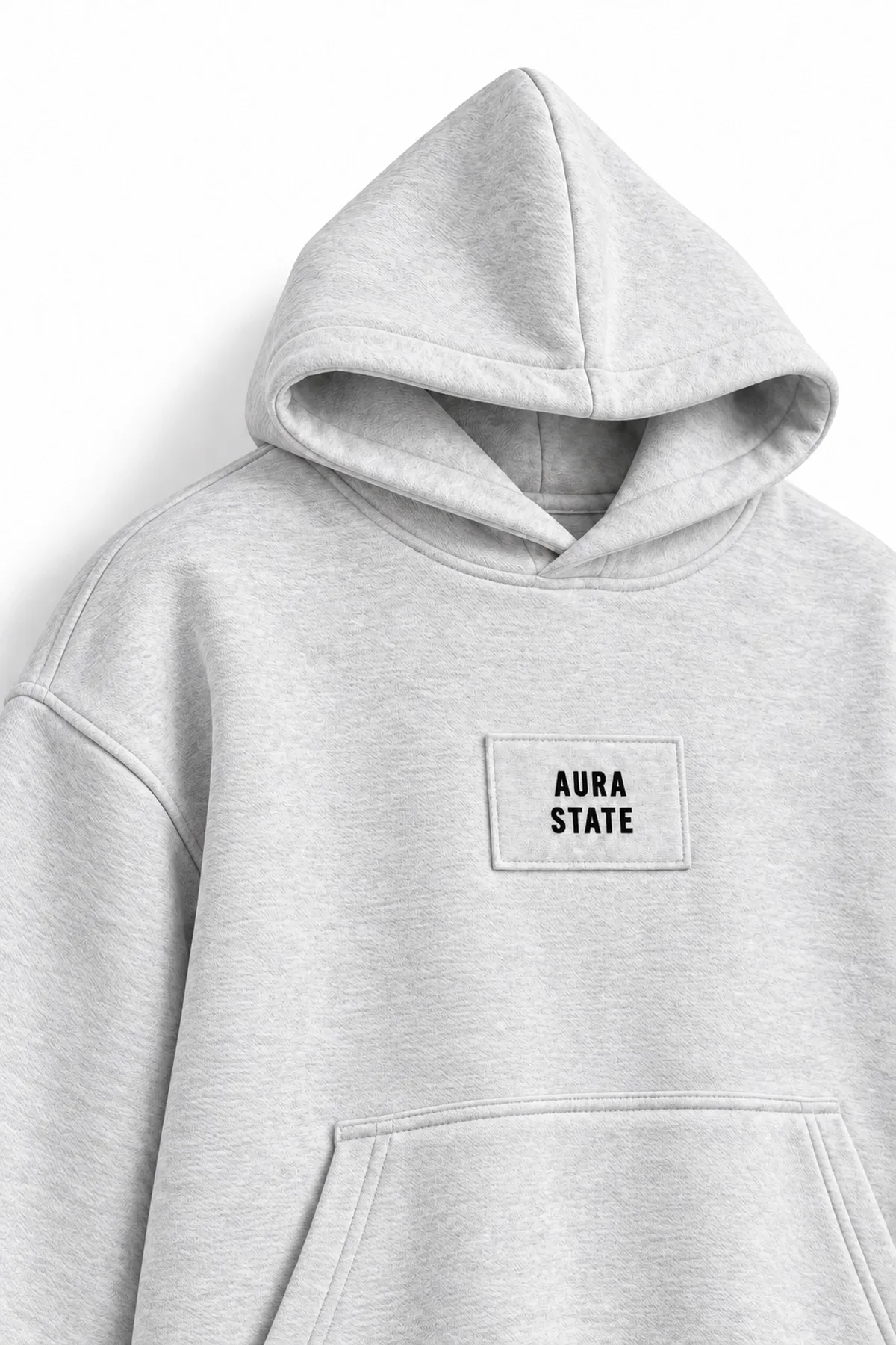 Aura State - Açık Gri - Kapüşonlu - Erkek Sweatshirt