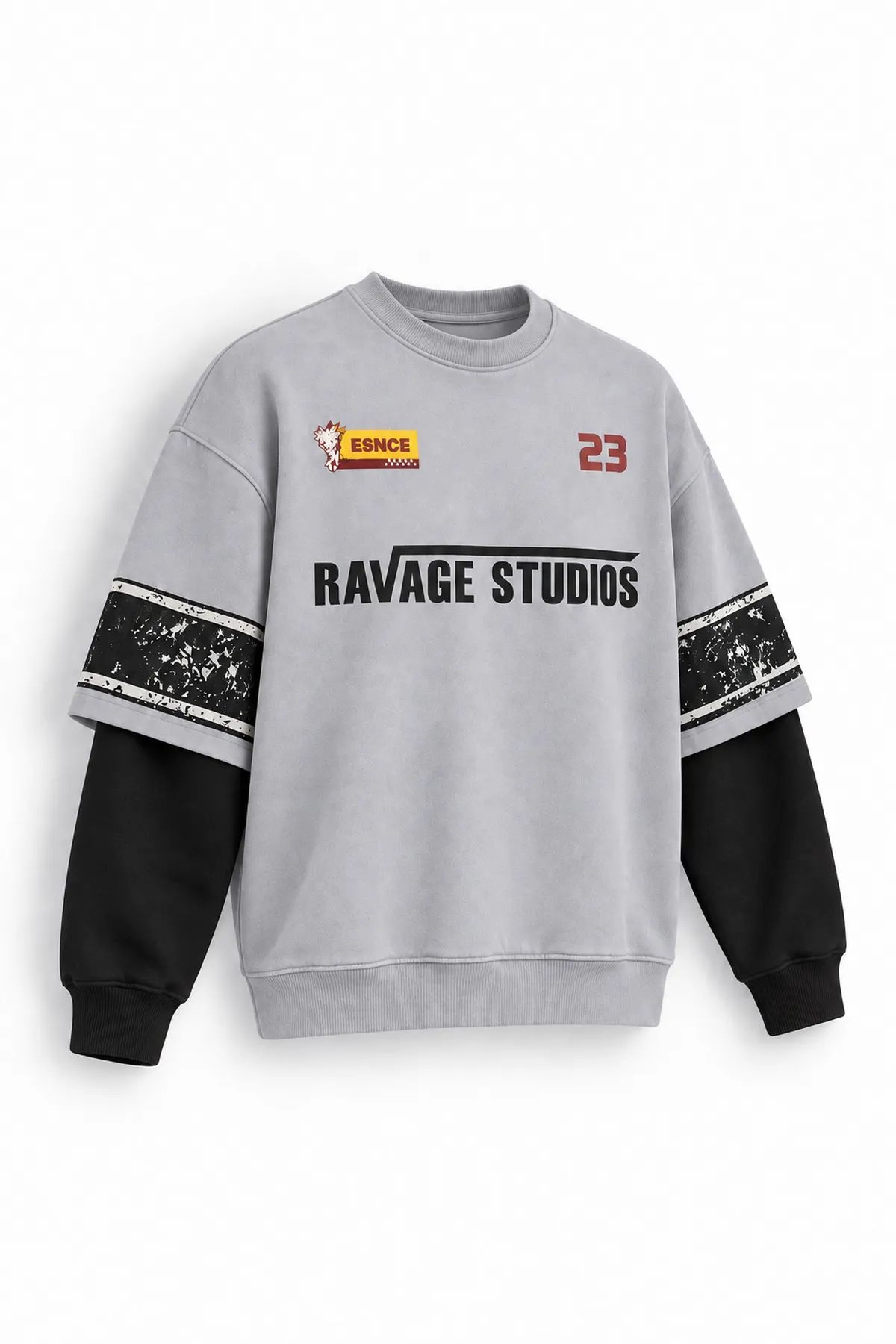 Twenty Three - Gri - Oversize Fit - Erkek Sweatshirt