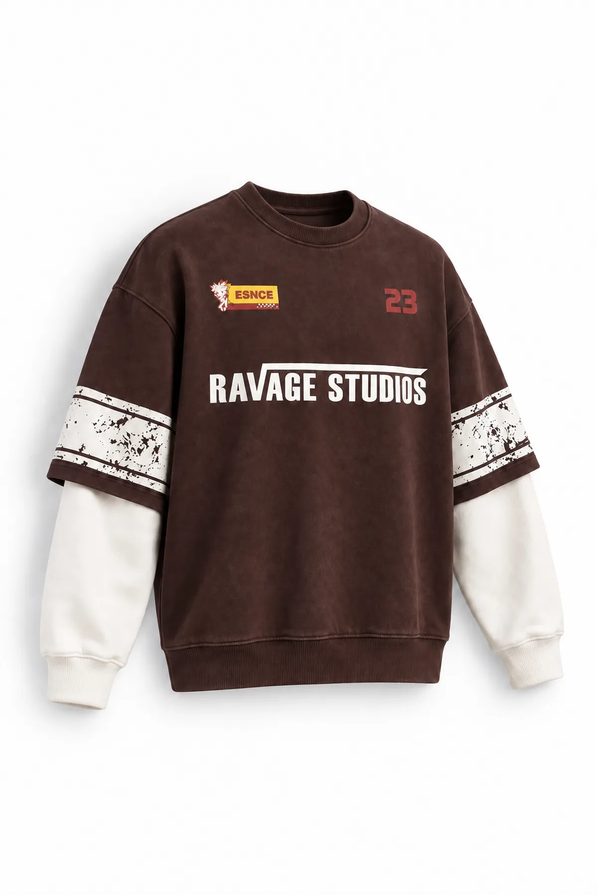 Twenty Three - Kahverengi - Oversize Fit - Erkek Sweatshirt