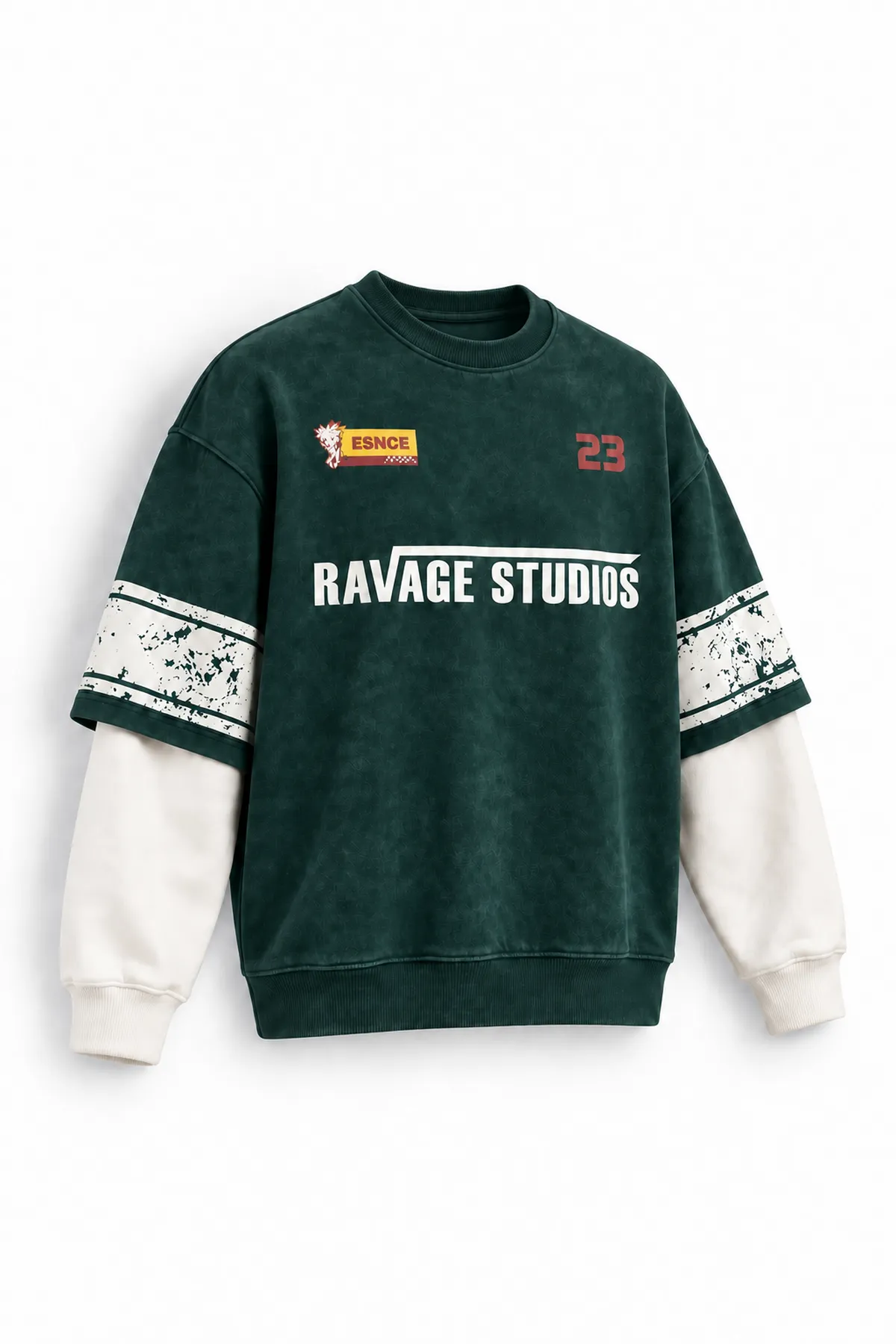 Twenty Three - Yeşil - Oversize Fit - Erkek Sweatshirt