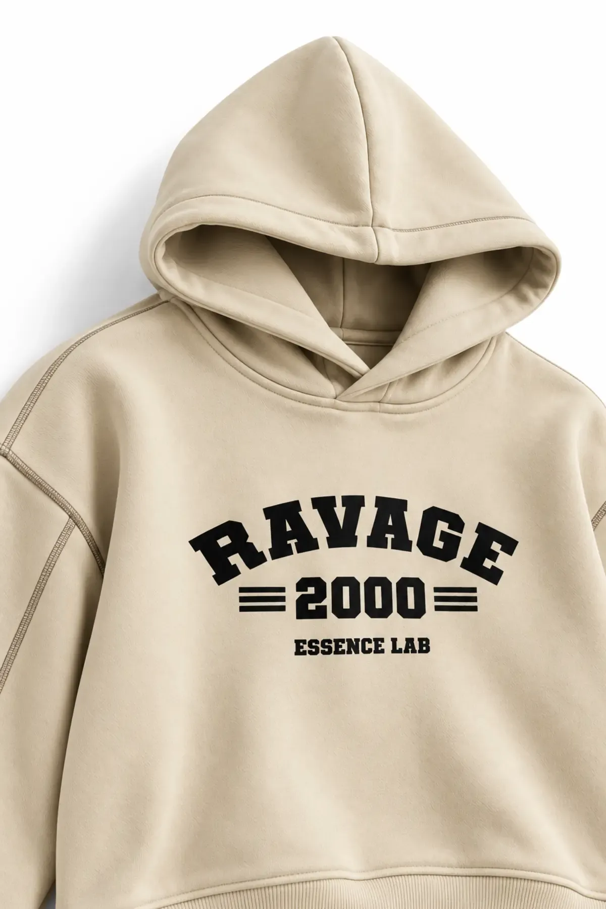 Two Thousand - Bej - Oversize Fit - Erkek Sweatshirt ve Erkek Eşofman Takımı