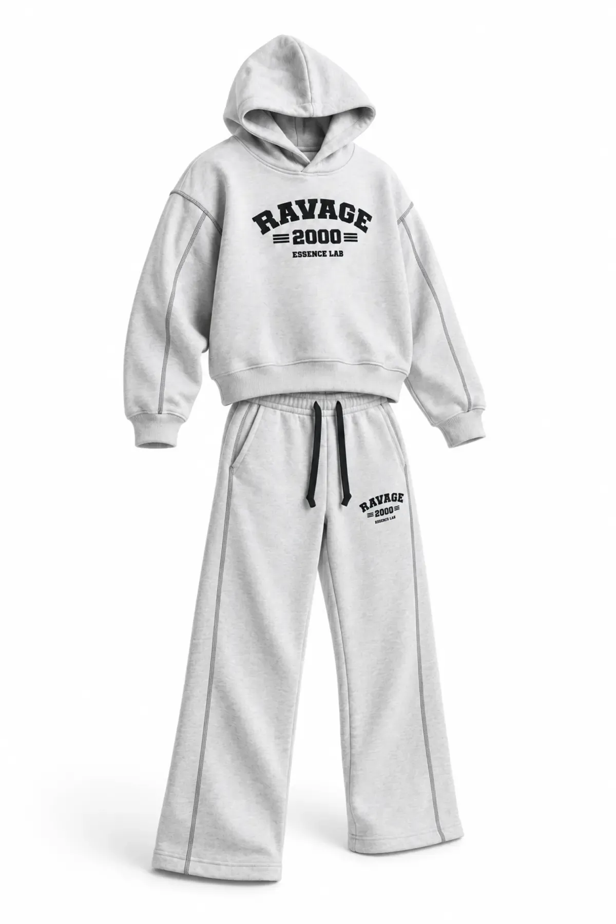 Two Thousand - Gri - Oversize Fit - Erkek Sweatshirt ve Erkek Eşofman Takımı