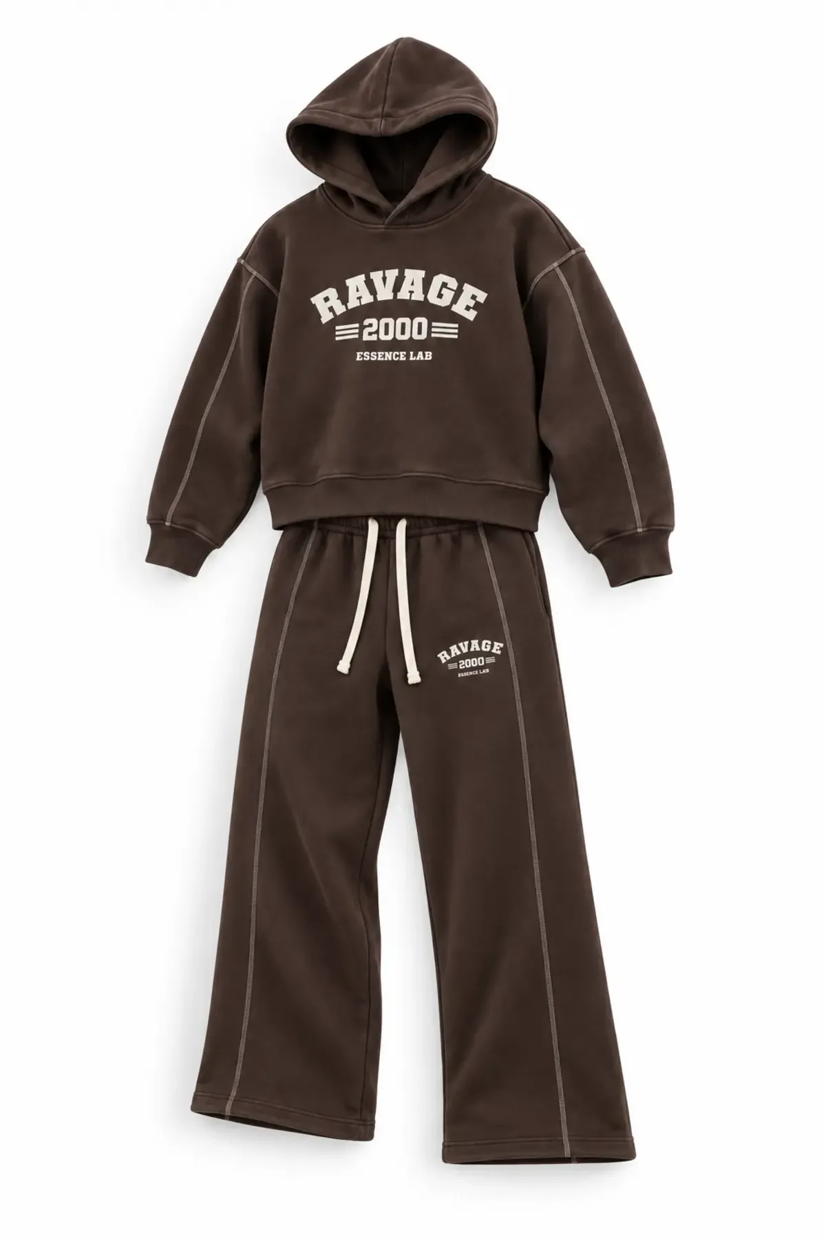 Two Thousand - Kahverengi - Oversize Fit - Erkek Sweatshirt ve Erkek Eşofman Takımı