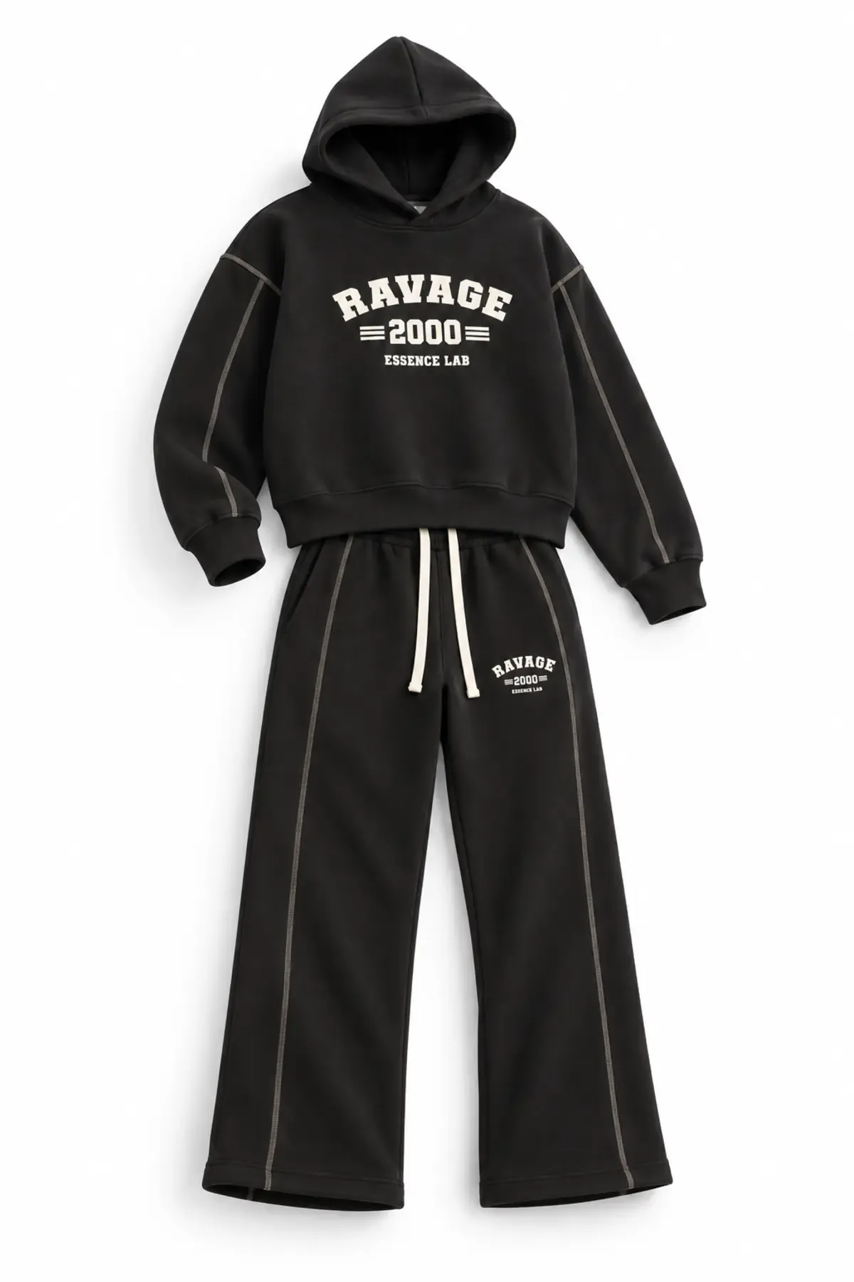 Two Thousand - Siyah - Oversize Fit - Erkek Sweatshirt ve Erkek Eşofman Takımı