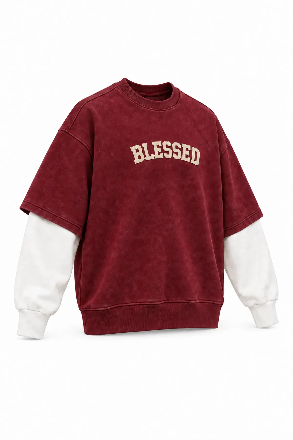Blessed - Bordo - Oversize Fit - Erkek Sweatshirt