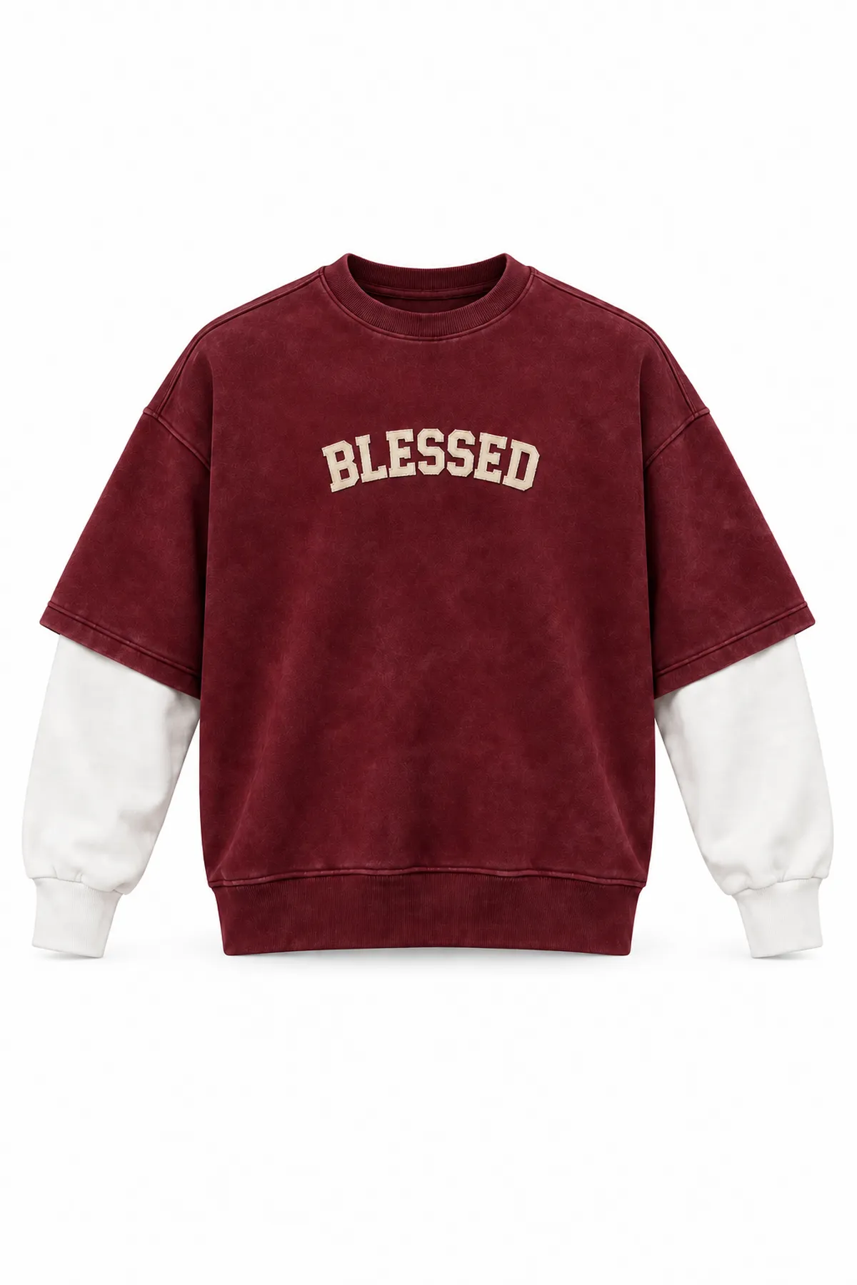 Blessed - Bordo - Oversize Fit - Erkek Sweatshirt