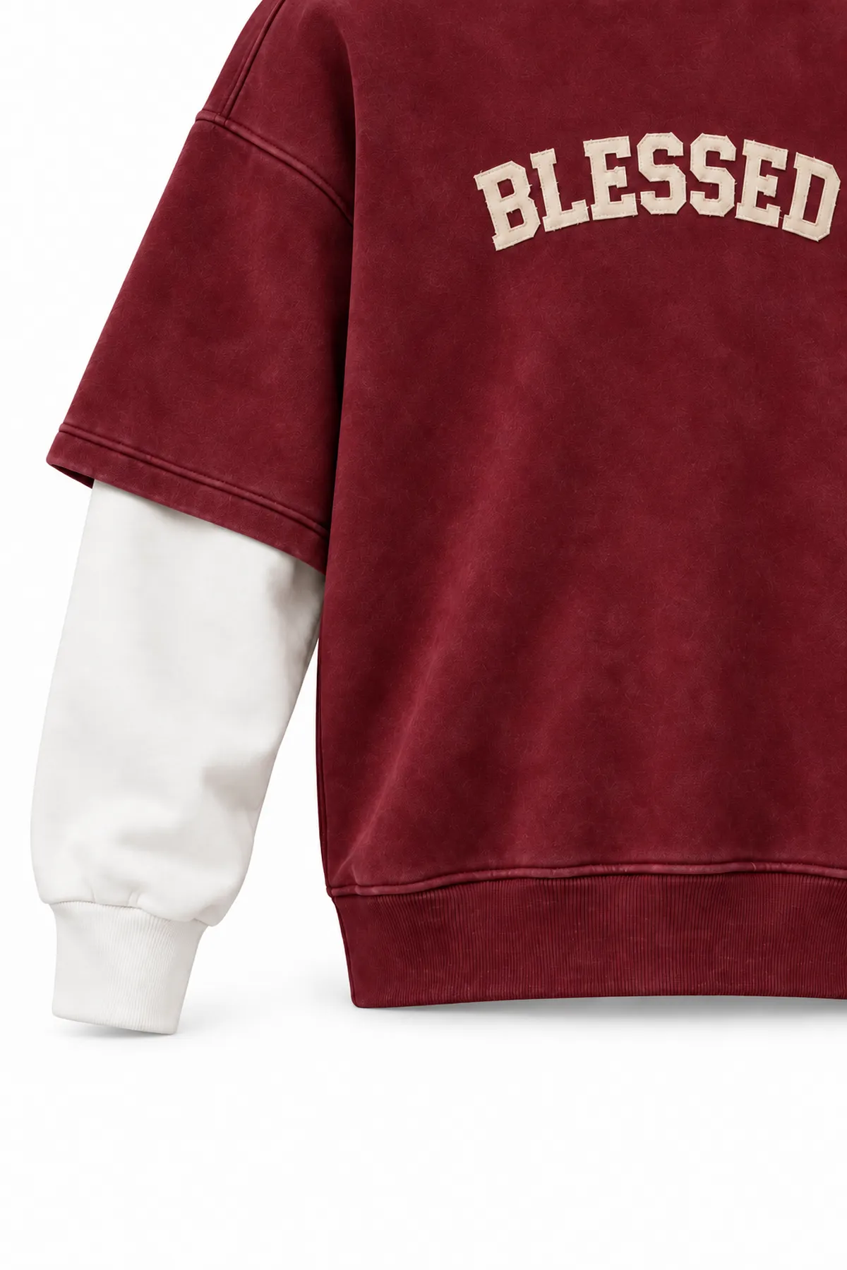 Blessed - Bordo - Oversize Fit - Erkek Sweatshirt