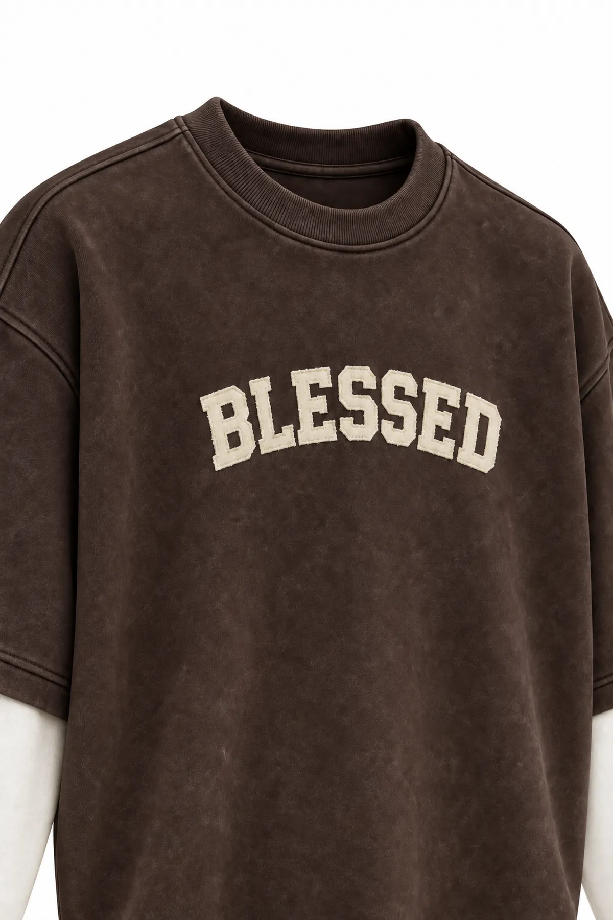 Blessed - Kahverengi - Oversize Fit - Erkek Sweatshirt