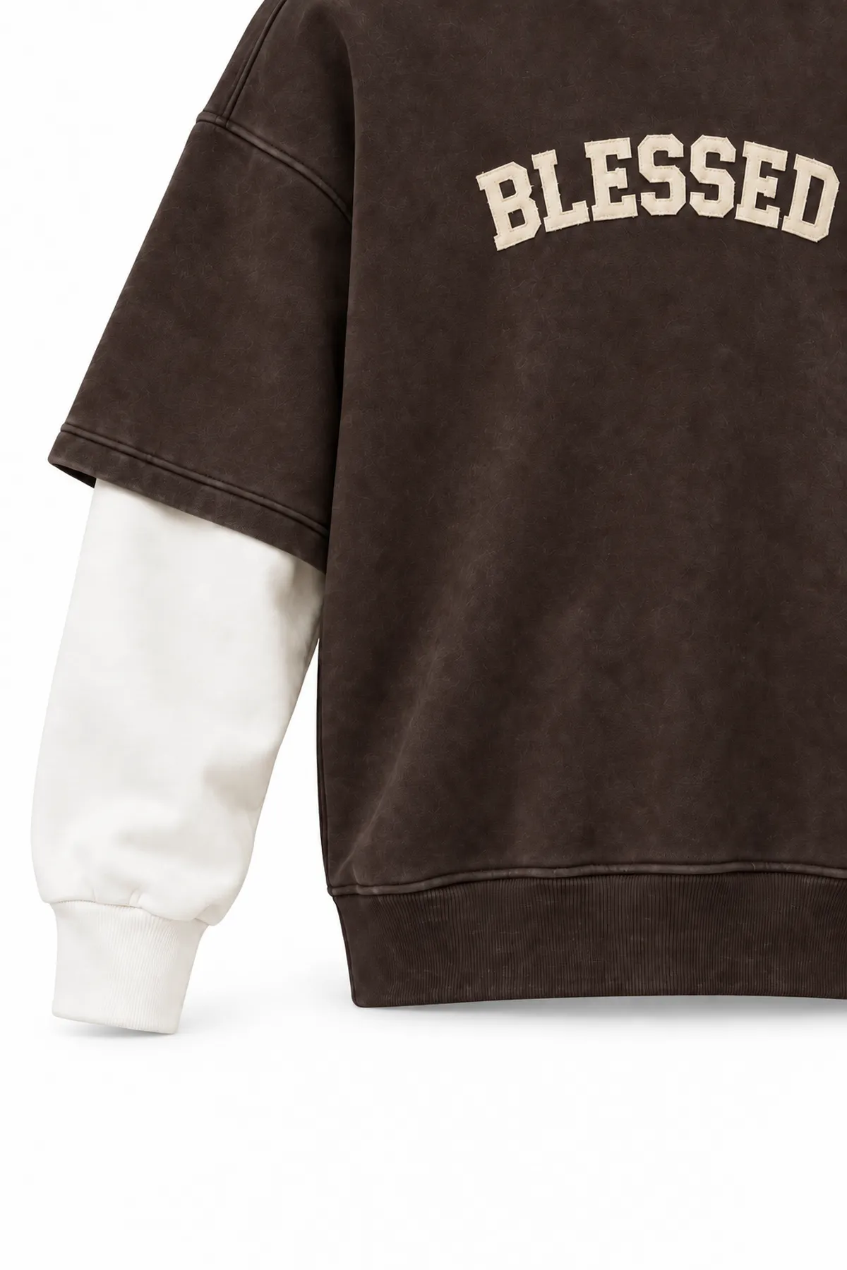 Blessed - Kahverengi - Oversize Fit - Erkek Sweatshirt