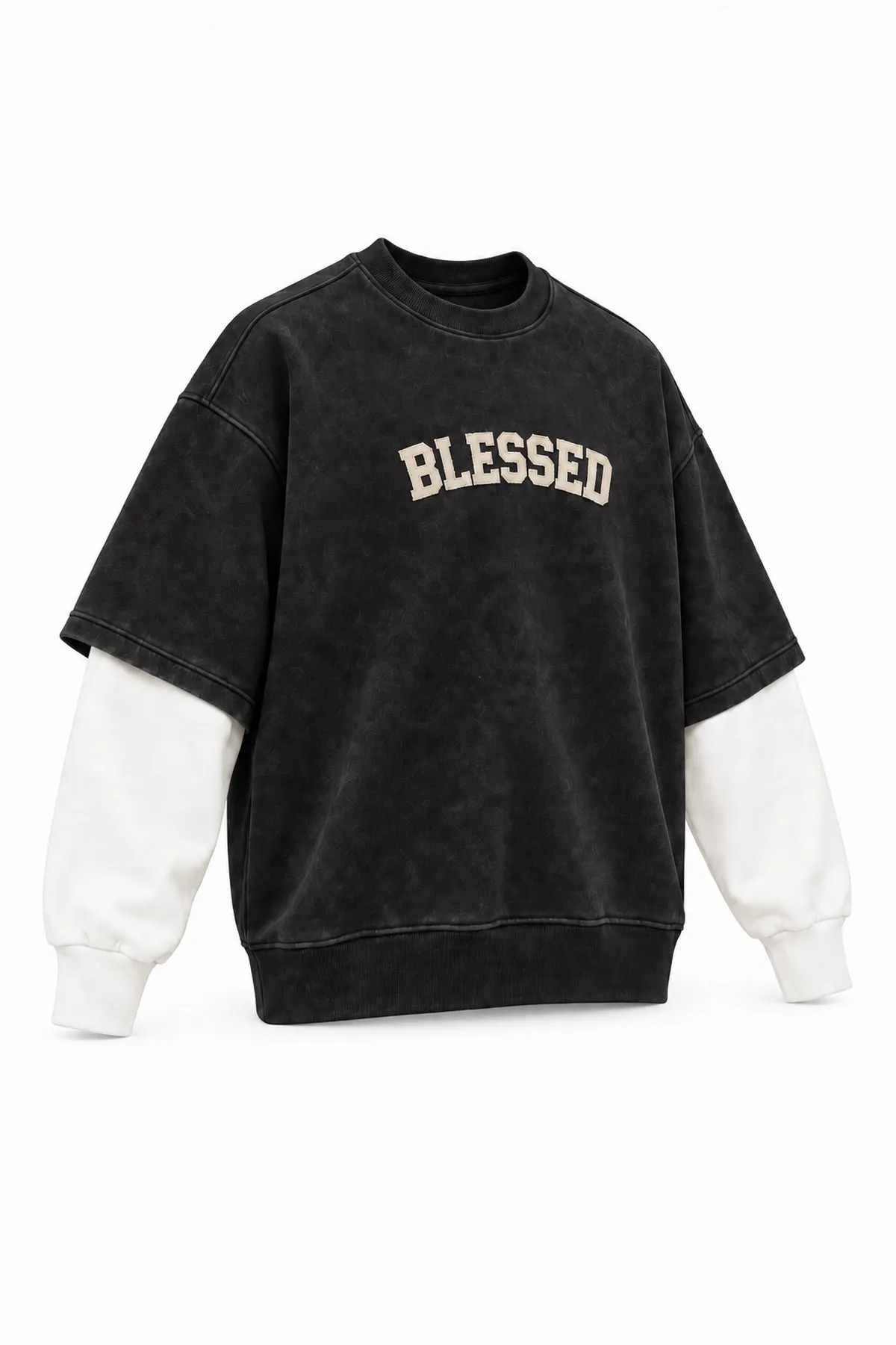 Blessed - Siyah - Oversize Fit - Erkek Sweatshirt