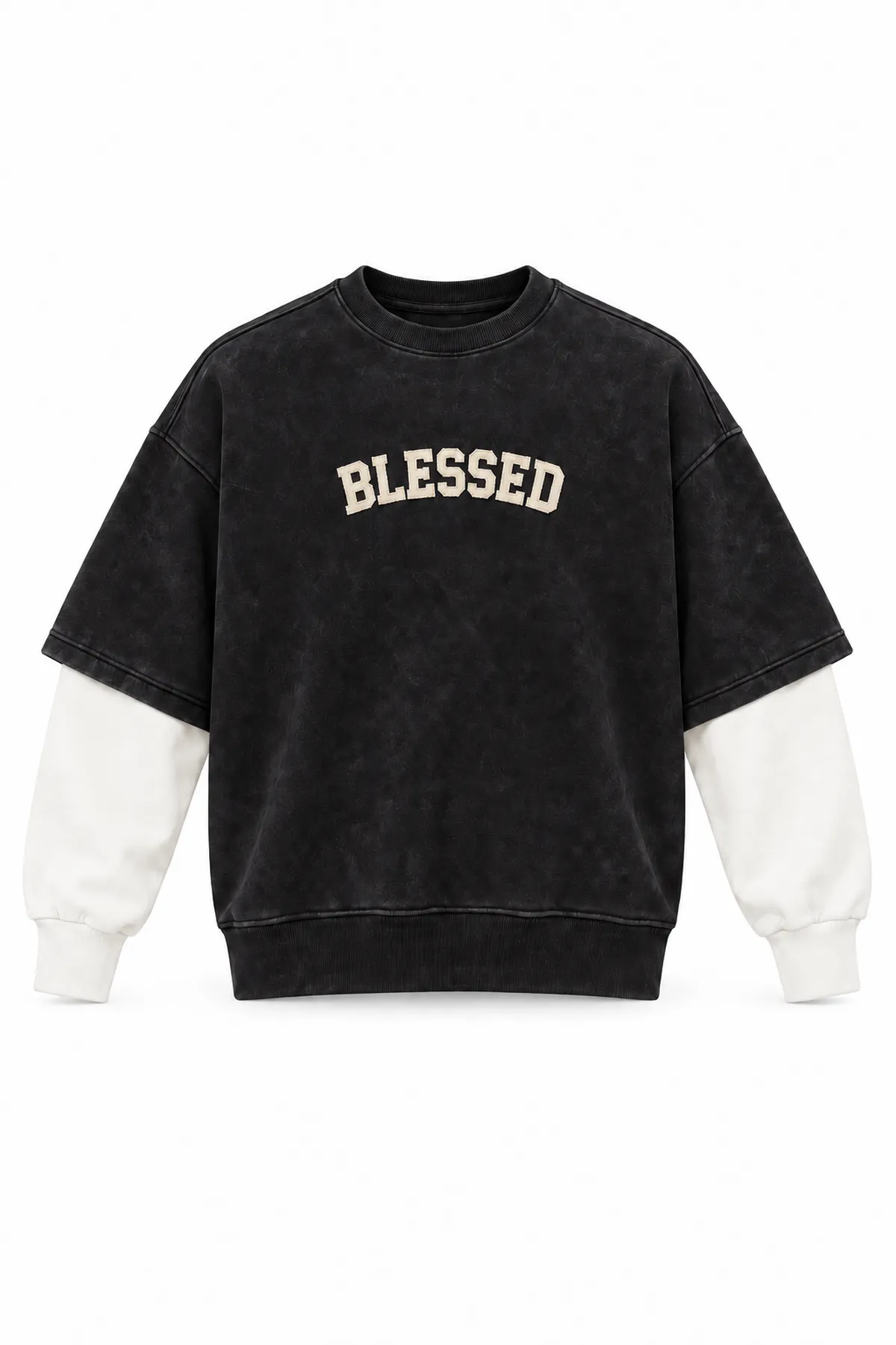 Blessed - Siyah - Oversize Fit - Erkek Sweatshirt