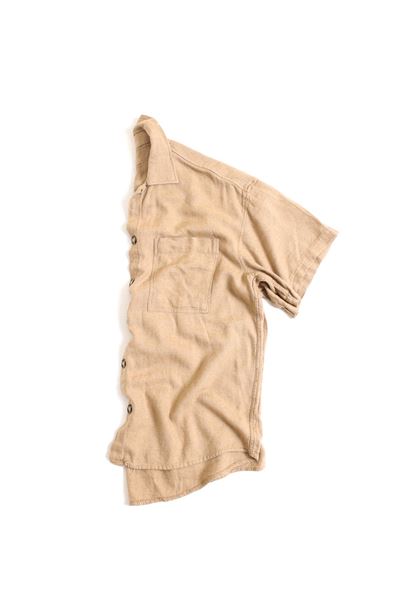 Santurino Kısa Kollu Taba Keten Gömlek