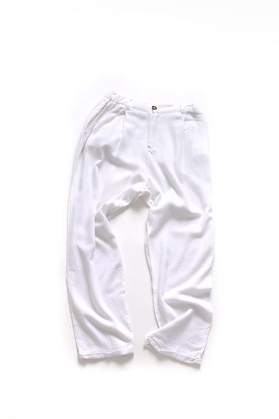Santurino Duble Paça Beyaz Keten Pantolon