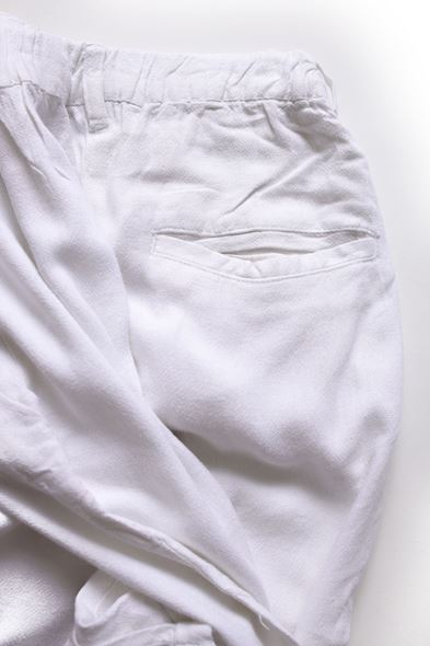 Santurino Duble Paça Beyaz Keten Pantolon