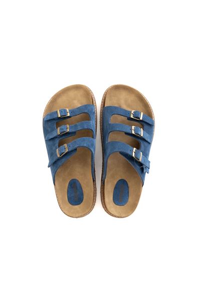 İthaka İndigo Mavi Deri Terlik