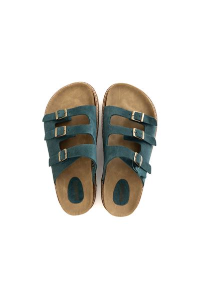 İthaka Petrol Yeşili Deri Terlik