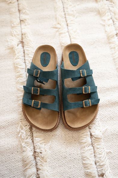 İthaka Petrol Yeşili Deri Terlik