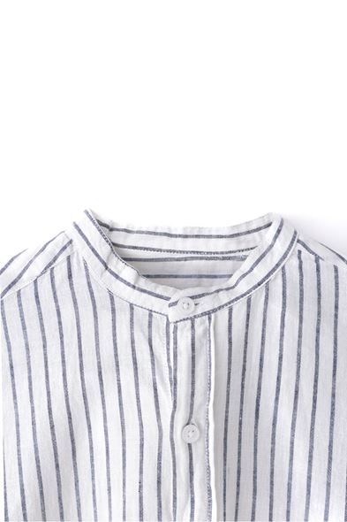 Johannesburg Hakim Yaka Siyah Çizgili Beyaz Gömlek