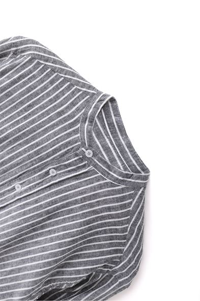 Johannesburg Hakim Yaka Beyaz Çizgili Siyah Gömlek