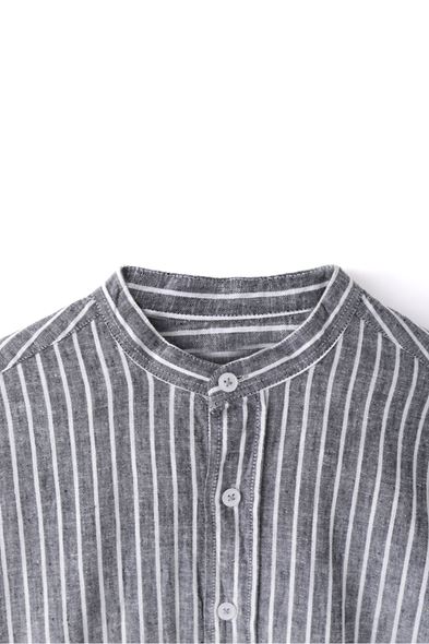 Johannesburg Hakim Yaka Beyaz Çizgili Siyah Gömlek