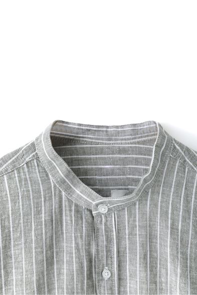 Johannesburg Hakim Yaka Beyaz Çizgili Haki Gömlek