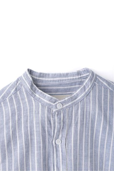 Johannesburg Hakim Yaka Beyaz Çizgili İndigo Gömlek