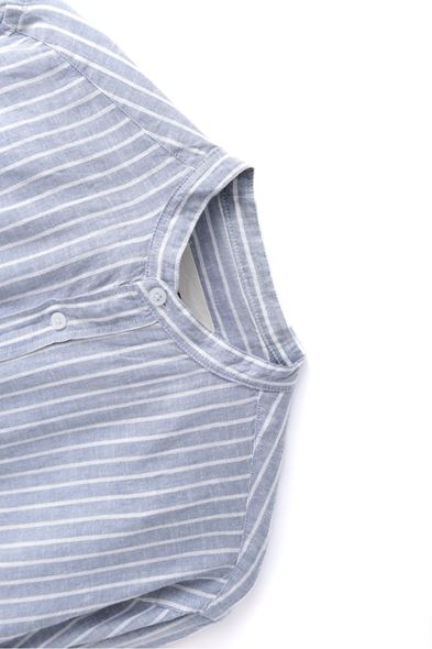 Johannesburg Hakim Yaka Beyaz Çizgili İndigo Gömlek