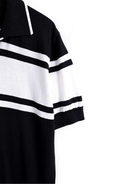 El Paso Beyaz Çizgili Siyah Triko Tshirt