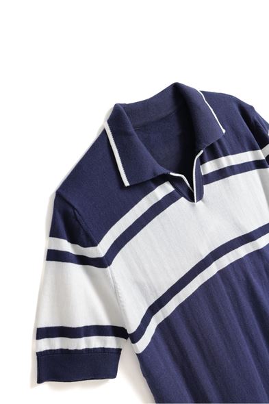 El Paso Beyaz Çizgili Lacivert Triko Tshirt