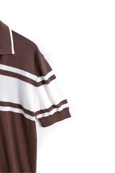 El Paso Beyaz Çizgili Kahve Triko Tshirt