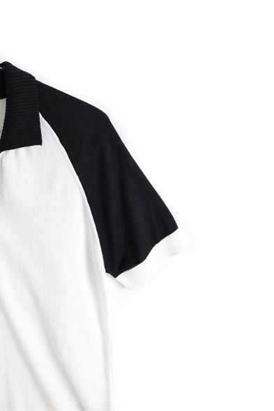 Lubbock Siyah Yakalı Beyaz Triko Tshirt