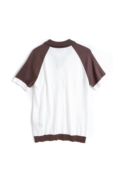 Lubbock Kahve Yakalı Beyaz Triko Tshirt