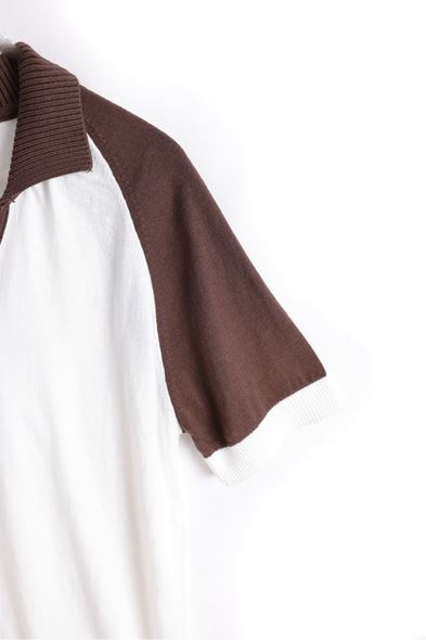 Lubbock Kahve Yakalı Beyaz Triko Tshirt