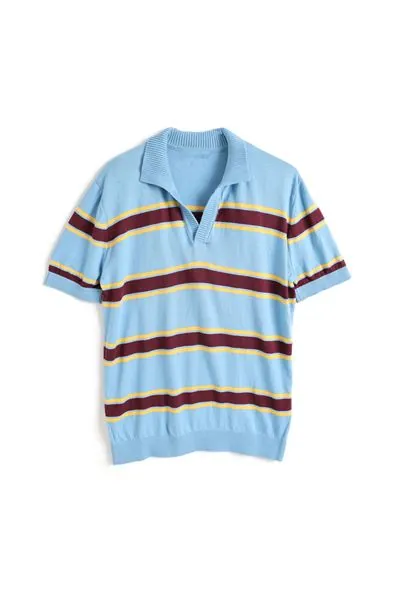 Denton Kahve Çizgili Mavi Triko Erkek Tshirt