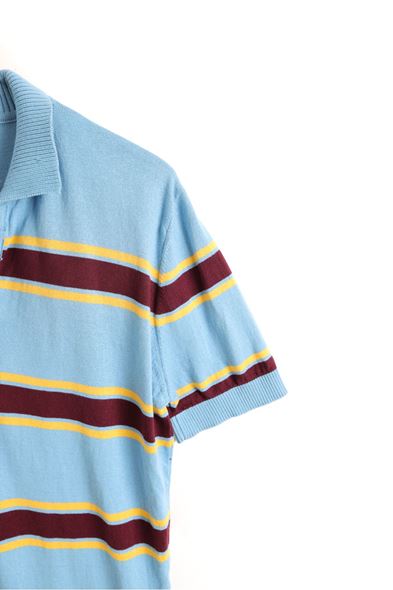 Denton Kahve Çizgili Mavi Triko Tshirt