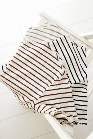 Jodhpur Haki Çizgili Beyaz Triko Tshirt