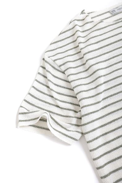 Jodhpur Haki Çizgili Beyaz Triko Tshirt