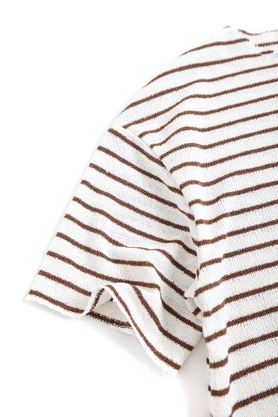 Jodhpur Kahve Çizgili Beyaz Triko Tshirt