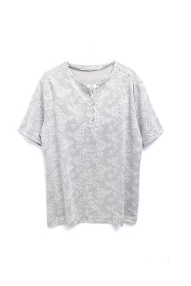 Chitre Desenli Gri Erkek Tshirt