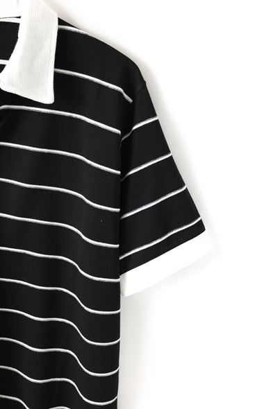 Bonao Beyaz Çizgili Siyah Pamuklu Tshirt